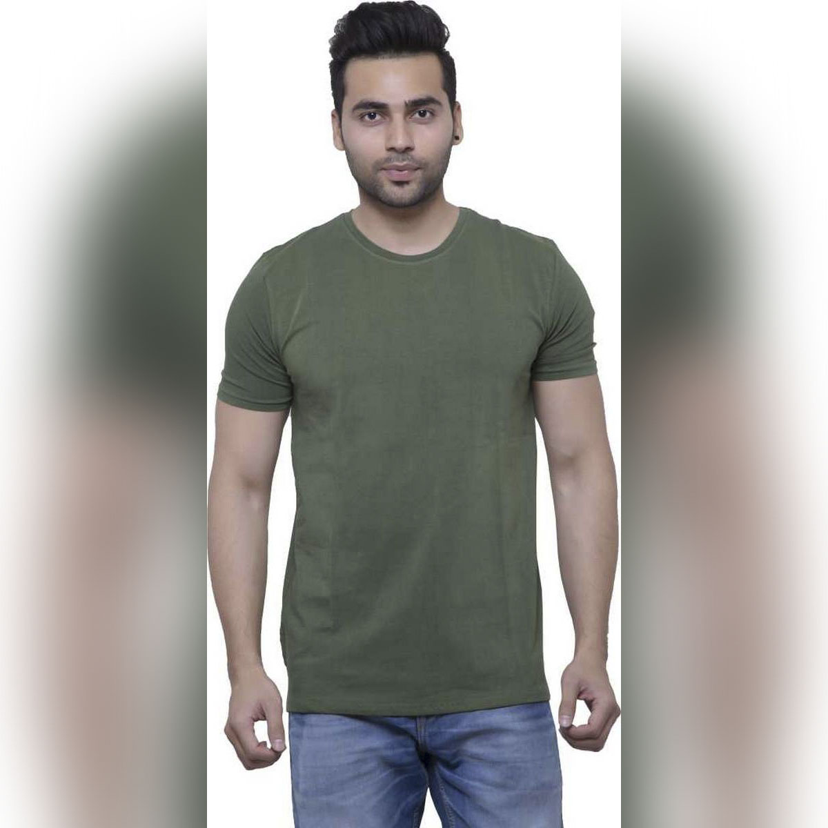 T-Shirt For Men's Army Green Colour on 