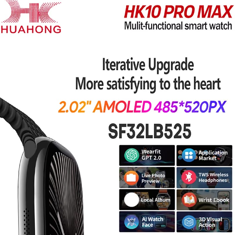 HK10 Pro Max / HK10 ultra 3 / Hk10 pro max plus Gen5 Upgrade Smart Watch AMOLED Local Album ChatGPT 3D Menu NFC High Refresh Compass Rate Newest SmartWatch. 