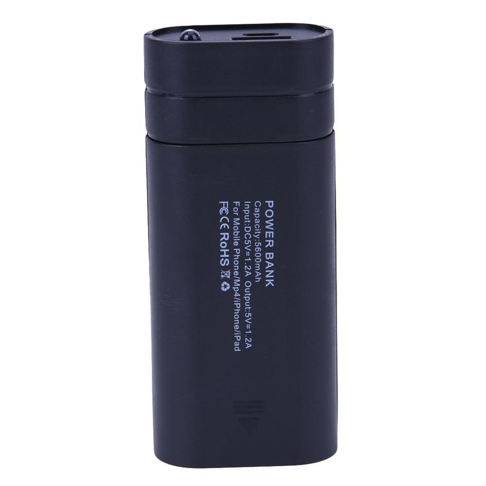 Mini Plastic Cased Removable 2 18650  DIY Box with LED Flashlight(Black) - intl. 