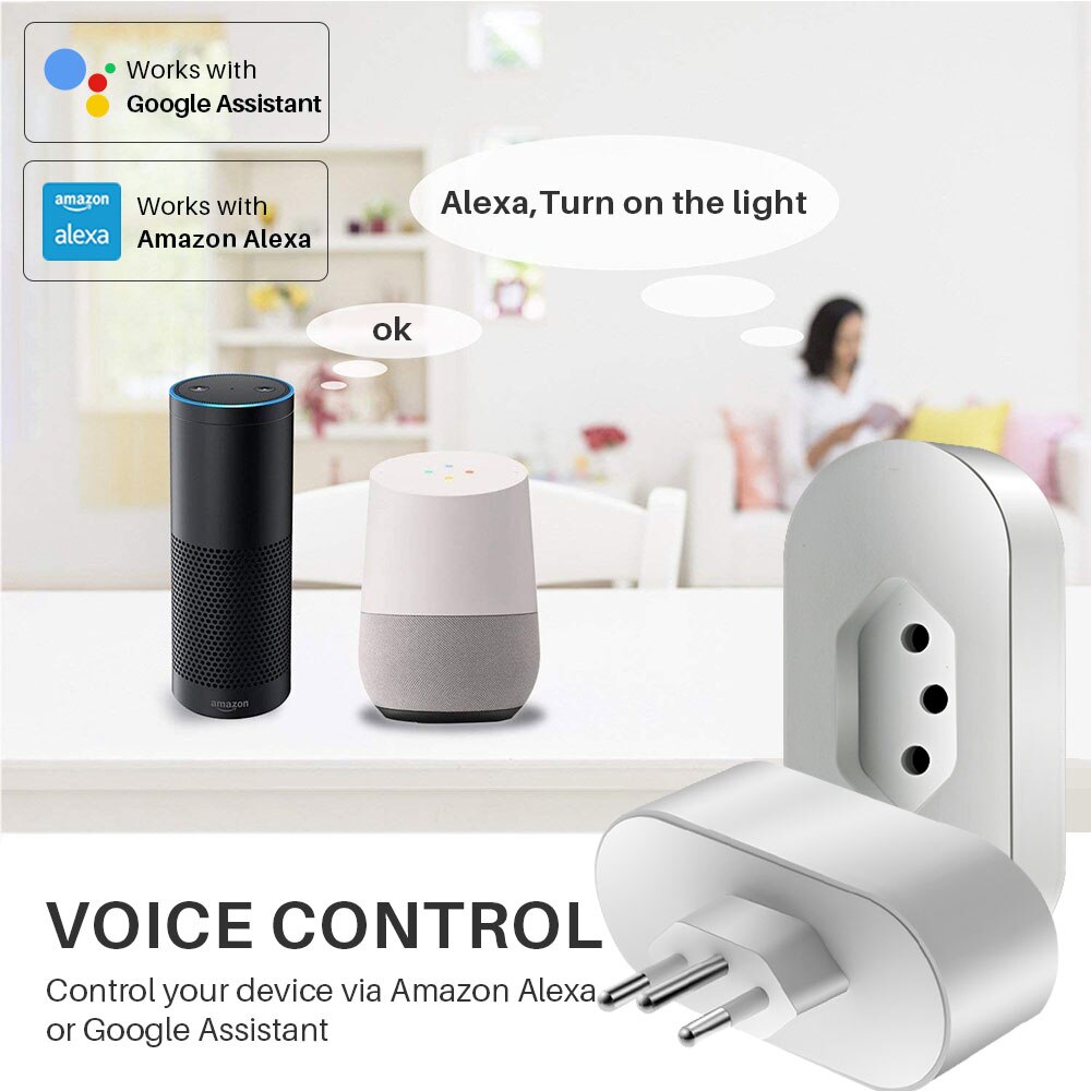 WiFi Smart Power Plug Brazil 16A Wireless APP Remote Control Socket Voice Control Power Socket Support Alexa Google Assistant. 