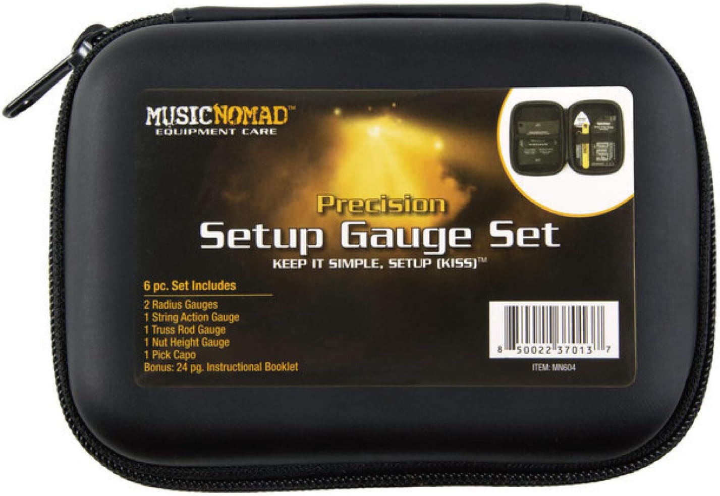 MusicNomad Precision 6 pc. Guitar Setup Gauge Tool Set - Plus 24 pg. Instructional Booklet and Storage Case (MN604). 