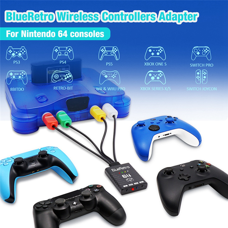 Bluetooth Wireless Game Controller Adapter for Nintendo 64 N64 Console Support Up to Four Wireless Game Controller. 