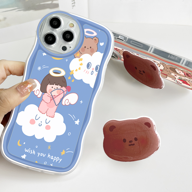 UCUC for Vivo Y71 Y71i 1801 1724 Back Cover Cute Girl Bear Wavy