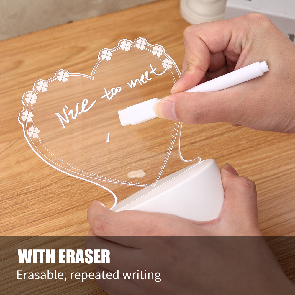 Erasable Luminous Transparent Home Desktop Acrylic Notepad Small Whiteboard Writing Message Boards. 