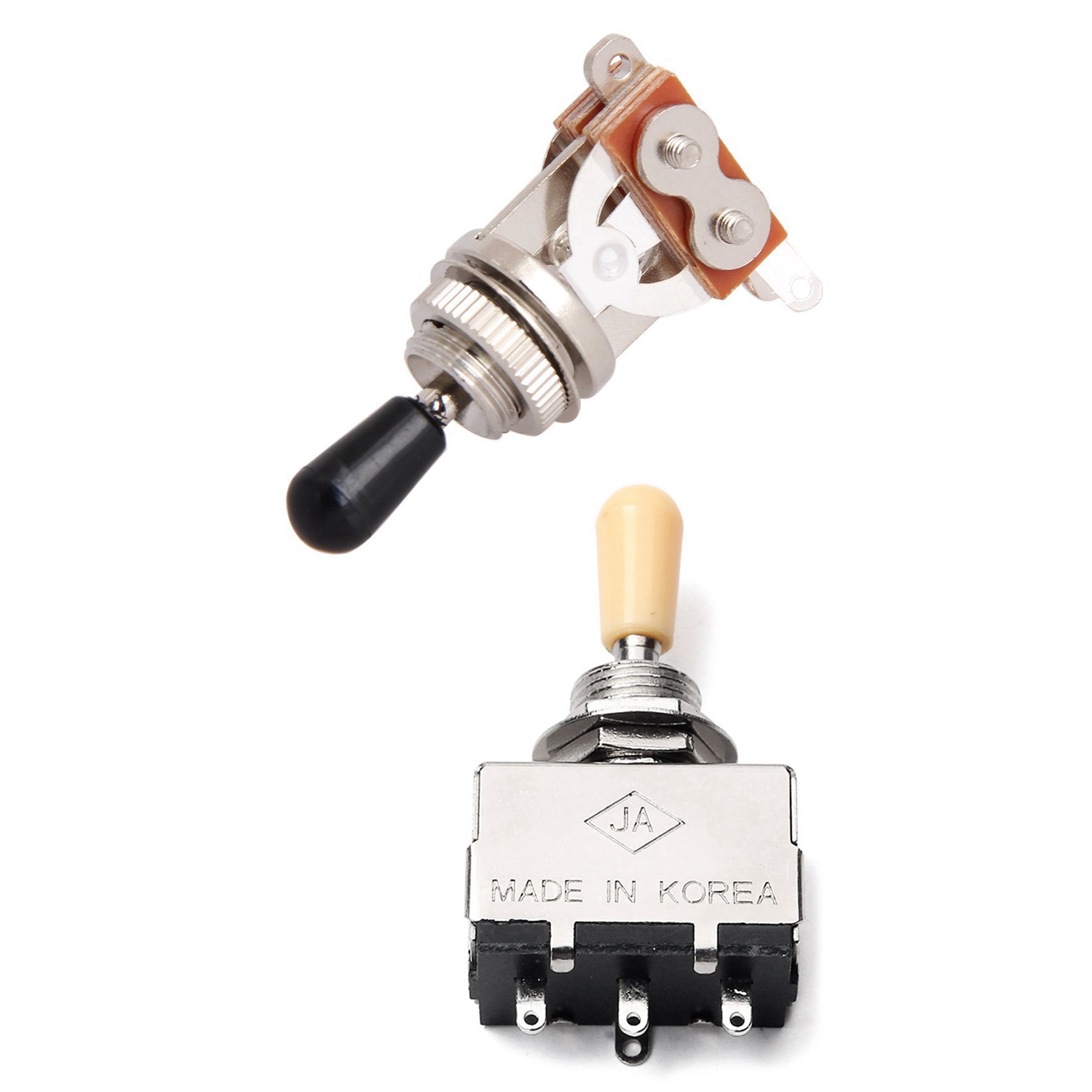 Electric Guitar Toggle Switch 3 Way in Black (Rhythm Treble) & Solid Knob Shaft Box Style Sg beige Tip