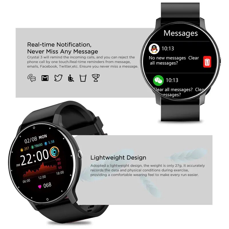 LIGE 2023 New Smart Watch Men Full Touch Screen Sport Fitness Watch IP67 Waterproof Bluetooth For Android ios smartwatch Men+box. 