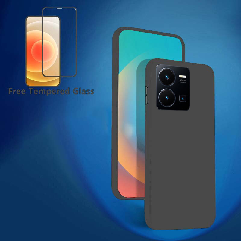 For VIVO V25 5G Case + Tempered Glass Screen Protector Film Transparent Clear Silicone Cover Full Protector Phone Casing for VIVO V25 5G Back Cover