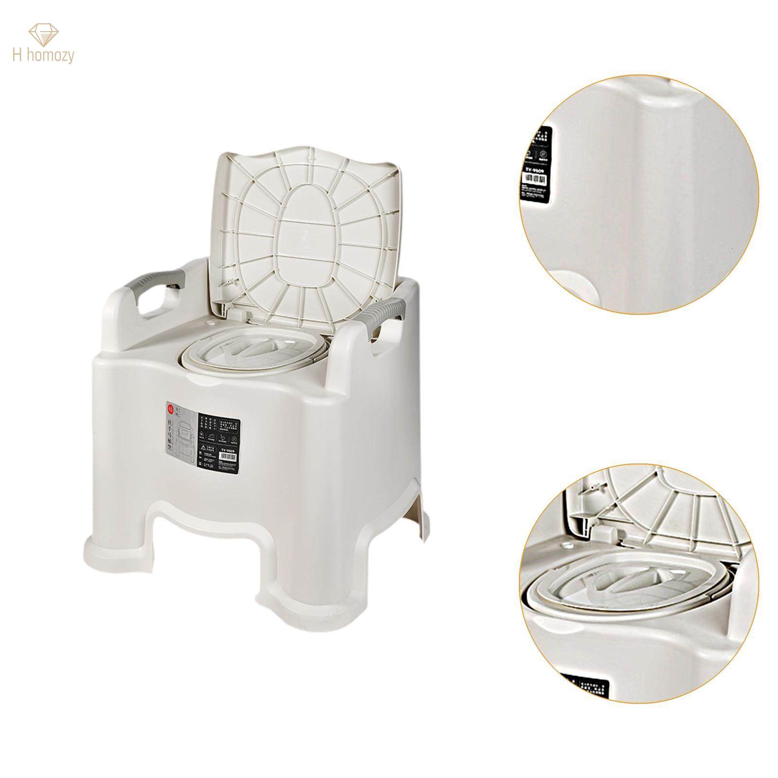 Toilet Chair Heavy Duty Easy to Clean Double Lid Bedside Commode Portable Potty for RV Camping Men. 