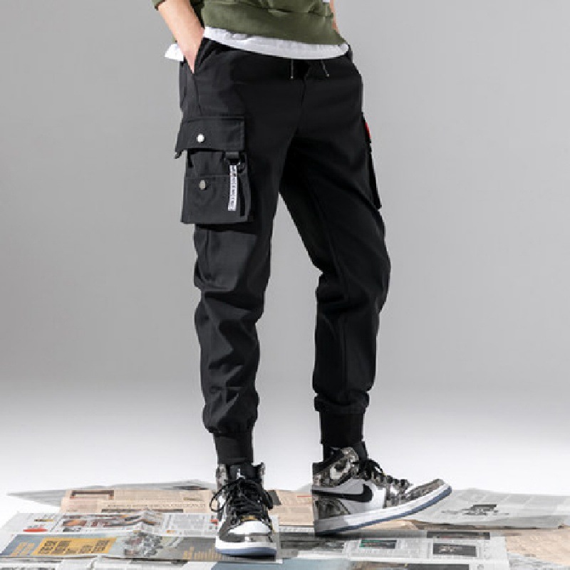 Men's Cargo Pants Japanese Style Pockets Jogger Trousers Color Block Pants  NEW | eBay