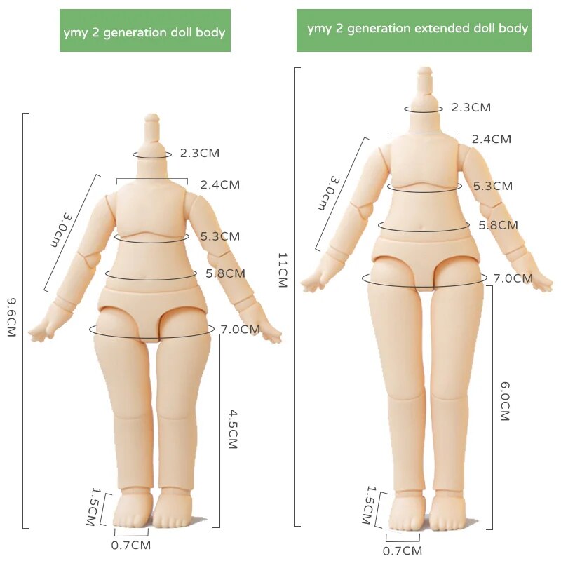 YmY Ob11 Doll Body for Gsc Head 1/12 bjd Obitsu 11 Repories Joint Hand nendoroid Toys Accessories can Replacement. 
