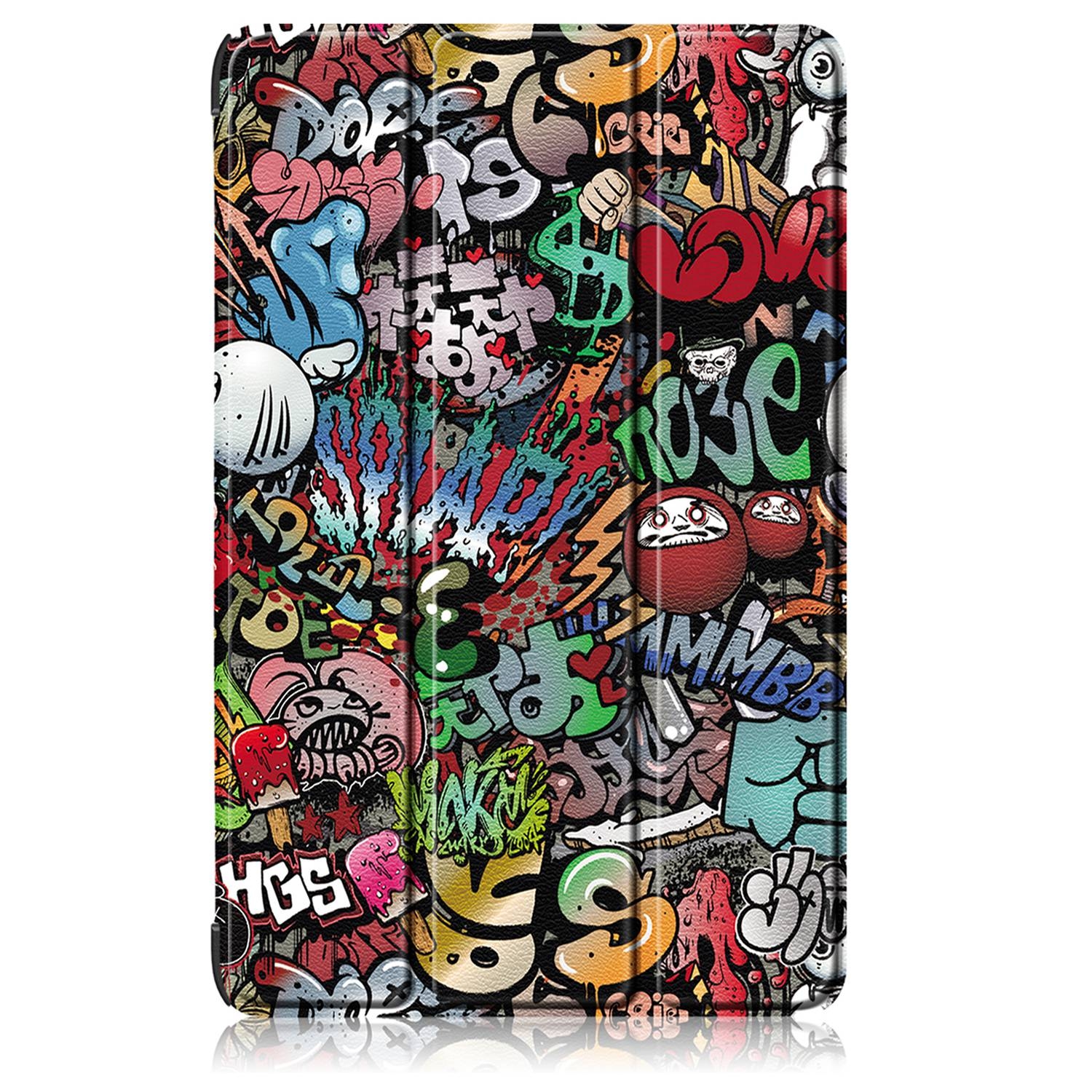 （COD Available)Coloured Drawing 3-Fold Holder Leather Case For Honor Pad X9 / X8 Pro 11.5. 