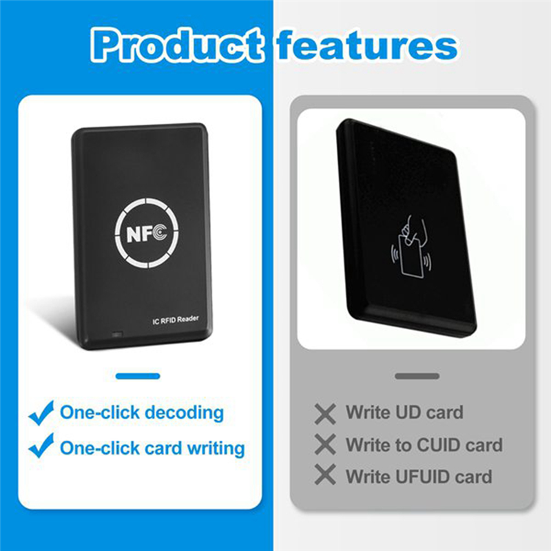 RFID NFC Copier Duplicator 13.56KHz Key Fob NFC Smart Card Reader Writer 13.56MHz Encrypted Programmer USB UID T5577 Accessories. 
