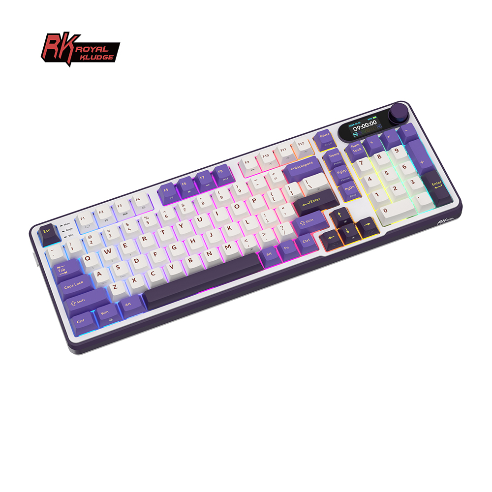 RK Royal Kludge RK S98 Blackberry 98 Key Tri-Mode RGB Wired Bluetooth 2.4G Wireless 3 Modes With TFT Screen. 