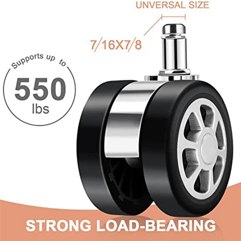 Office Chair Caster Wheels Replacement Spare Parts Accessories Caster Desk Chair Wheels, Rolling Wheels , Chair Casters for Hardwood Floors. 