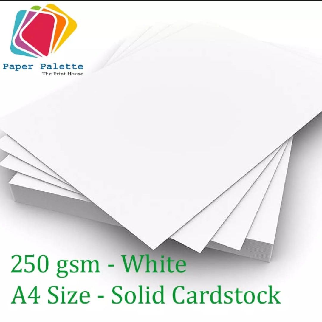 250 gsm A4 Size Solid cardstock Matte White Paper - 20 Sheet Bundle. 
