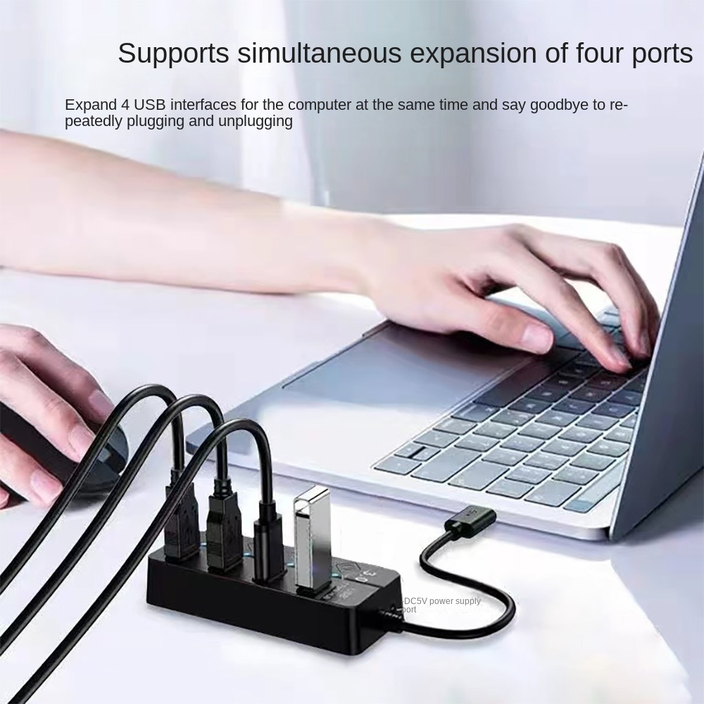Multi USB 3.0 Splitter Hub – 4-Port High-Speed USB Expander with Power ...