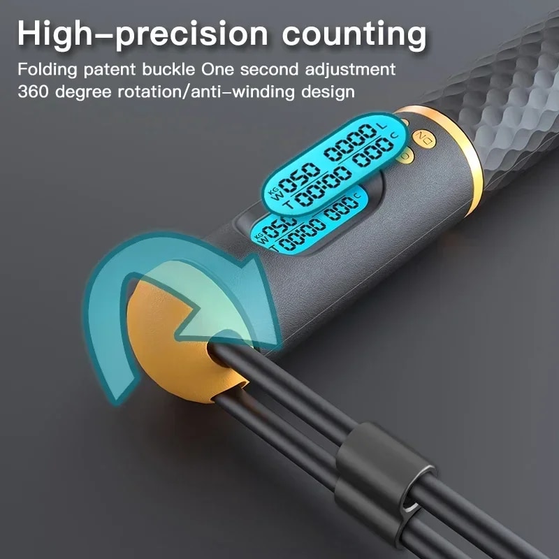 2 In 1 Multifun Skipping Rope With Digital Counter Speed Professional Ball Bearings And Non-slip Handles Jumps And Calorie Count. 