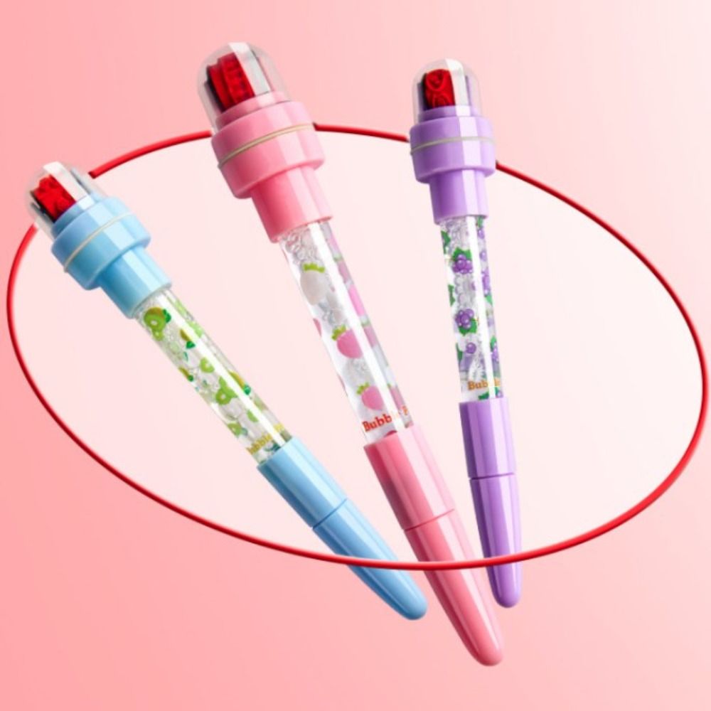 Cartoon With Light Bubbler Pen With Stamp 5 In 1 Sensory Seal Roller Stamp Pen Multifunctional Writing Signing Bubble Blowing Pen Scrapbooking. 