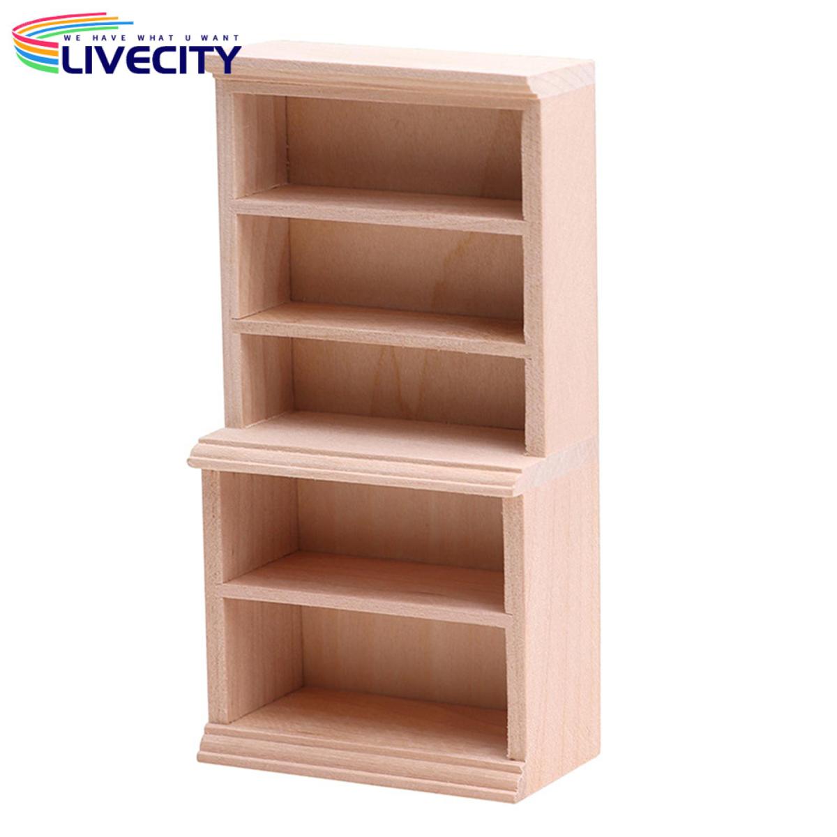 Doll House Shelf Realistic Miniature Study Library Bookshelf Model