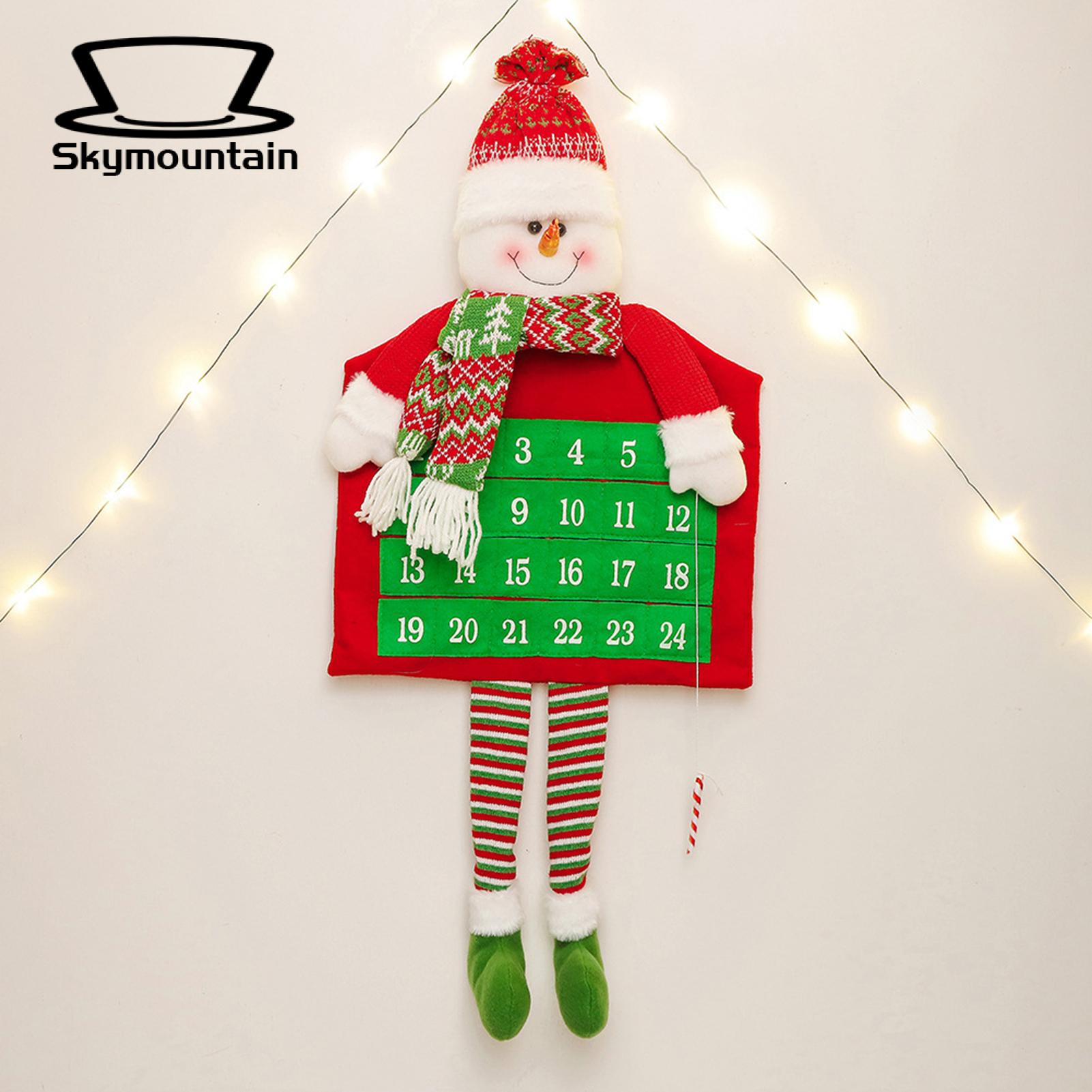 Christmas Countdown Calendar Christmas Calendar 24 Day Advent Red White Santa Snowman Non-woven Xmas Countdown Decoration Unique Christmas Countdown Calendar. 
