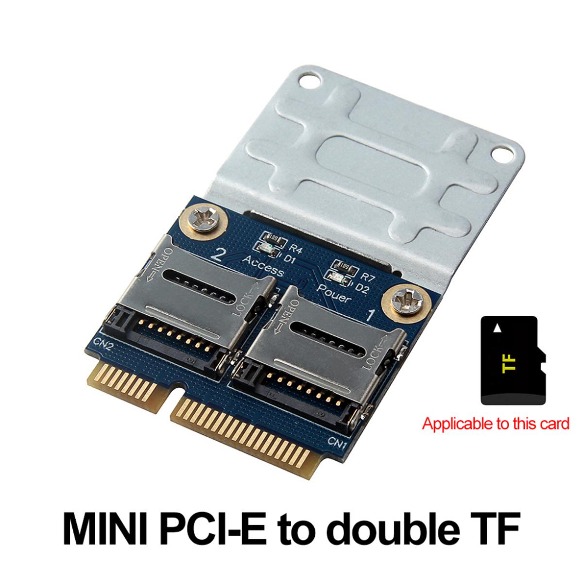 2 SSD HDD for Laptop Dual Micro- SD SDHC SDXC TF to Mini PCIe Memory Card Reader MPCIe to 2 Mini-Sdcards Mini Pci-E Adapter Designed for notebooks