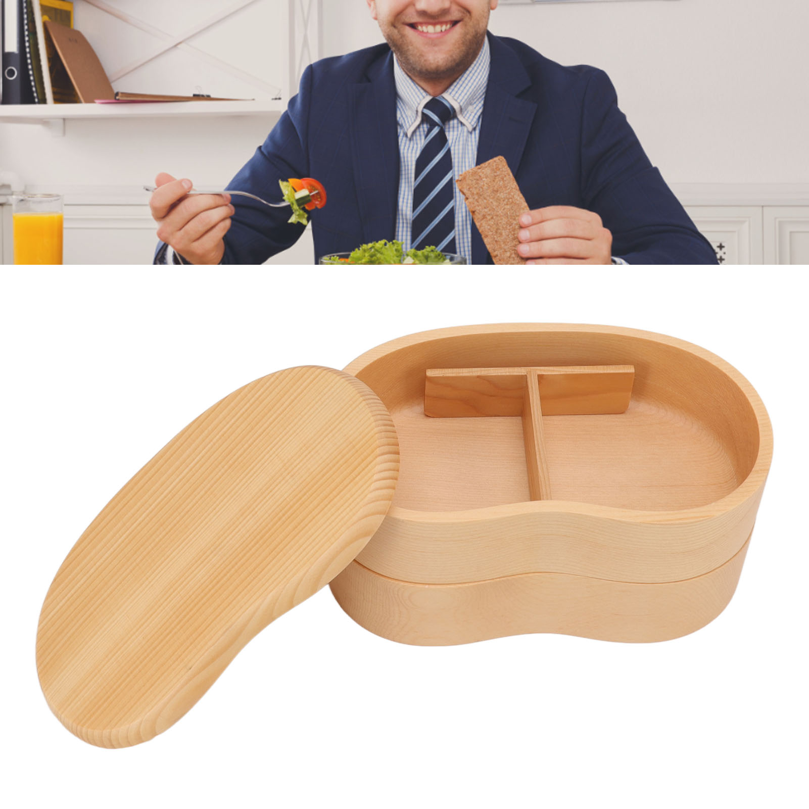 Lunch Box, Japanese Style Bento Box Removable Partition for Students. 