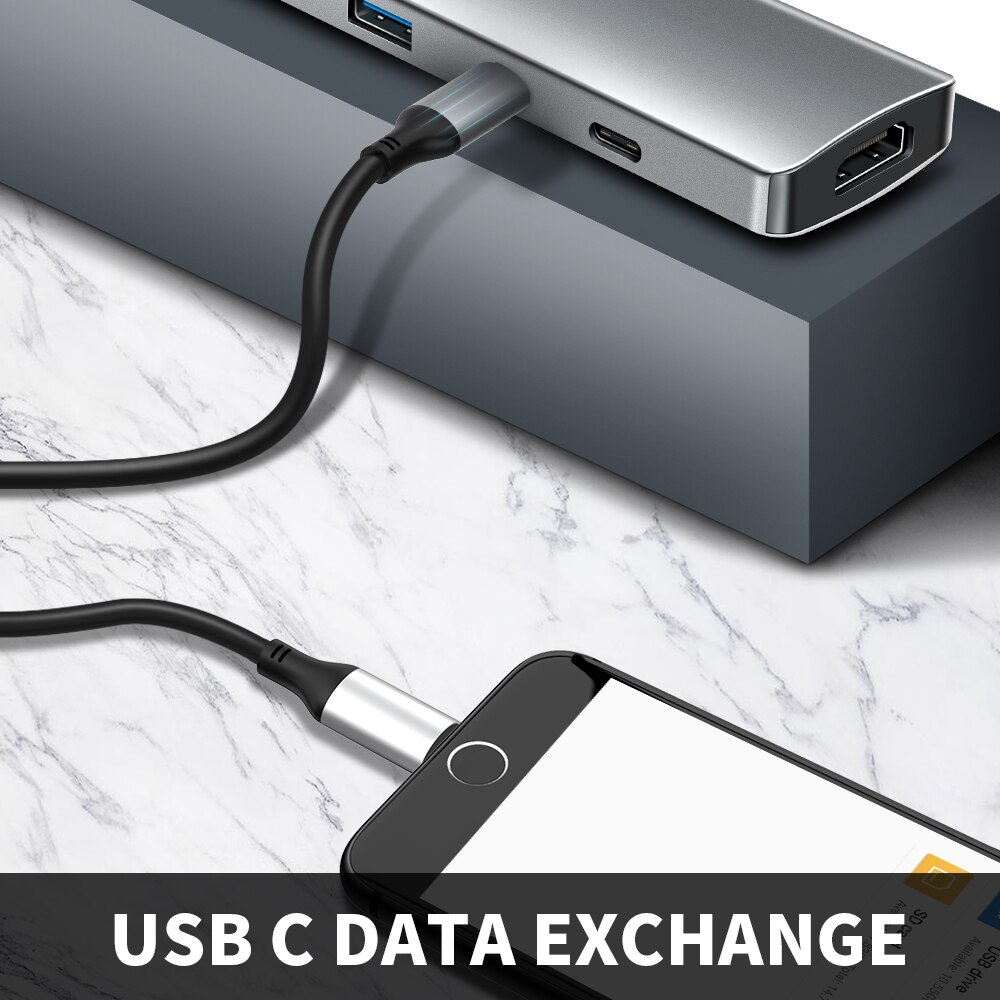 【VisioN Shop】Rocketek Type C USB HUB to 4K HDMI-compatible RJ45 Adapter Dock MacBook Pro PD 3.1 Port SD/TF Micro SD Card reader. 