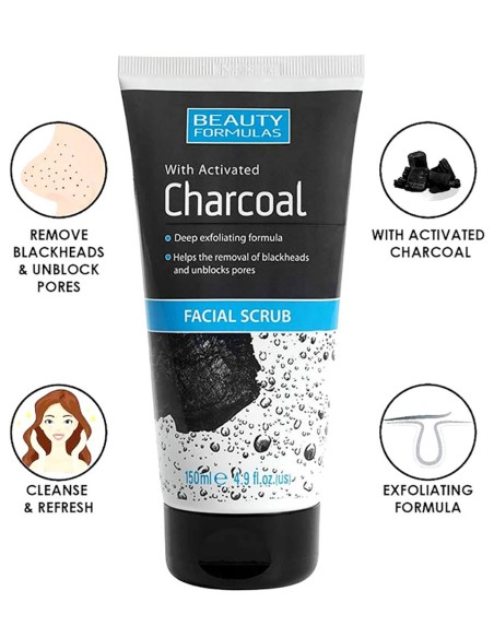 Beauty Formulas with Activated Charcoal Facial Scrub- 150ml