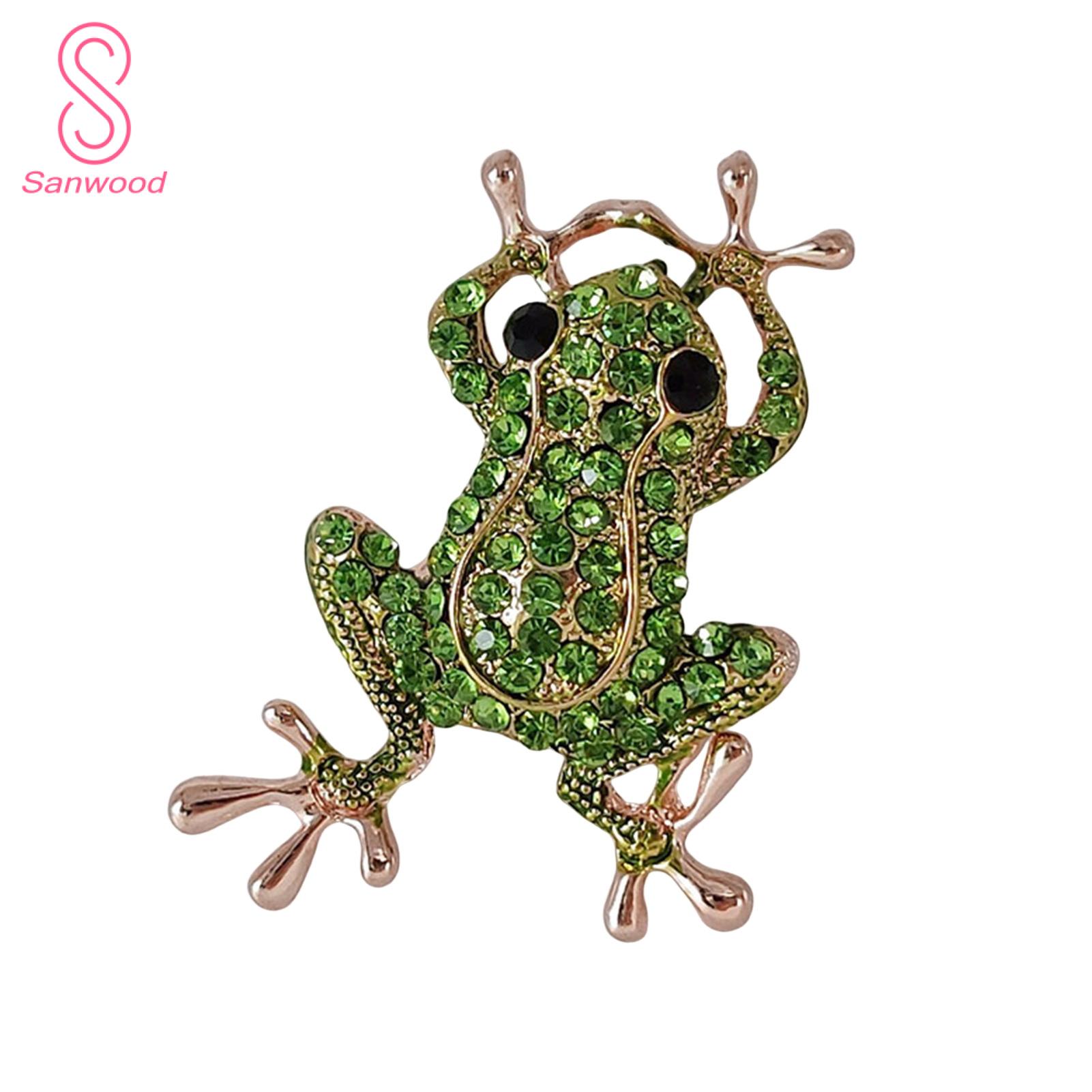 Vintage Brooch Adorable Frog Shape Rhinestone Brooch for Bag Coat Hat Scarf Decoration Unisex Party Prom Jewelry Pin Women Animal Brooch