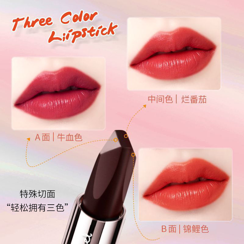 KH Angel's Temptation Black Diamond Rich Three-Color Lipstick Matte Three-Color Shake Tone Internet Red Same Style Does Not Fade And Does Not Stick To The Cup. 