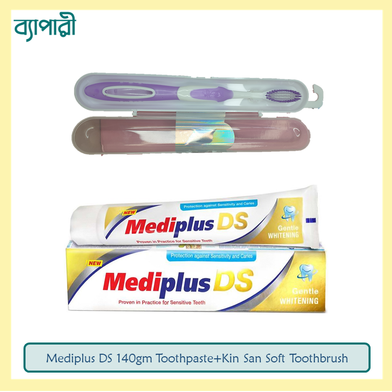 Mediplus DS Toothpaste 90gm + Kin San Toothbrush 1 pcs Combo Pack