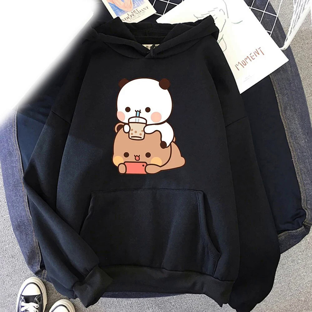 New kawaii Bubu and Dudu drink Bubble tea hoodies print men woman fashion hoodie oversized sweatshirts pullovers unisex clothing. 