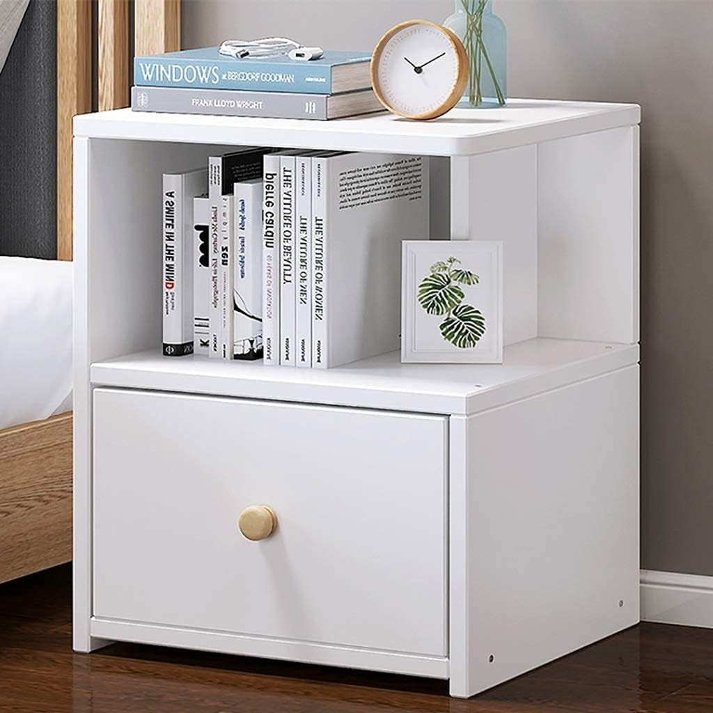 Nightstand Side Table Sofa End Table Storage Sample Bedside Table for Bedroom Furniture with 1 Locker Drawer Snack Night Table Design by Nahid Furniture 18x14x12". 