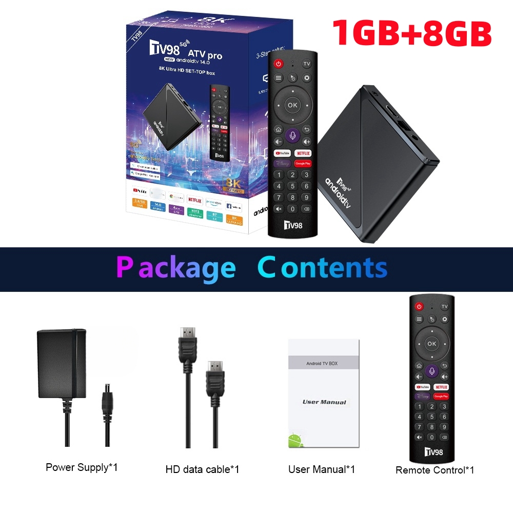 Q96 OHP Stick de TV 8K mini A TV98 ATV Android 14 con procesador