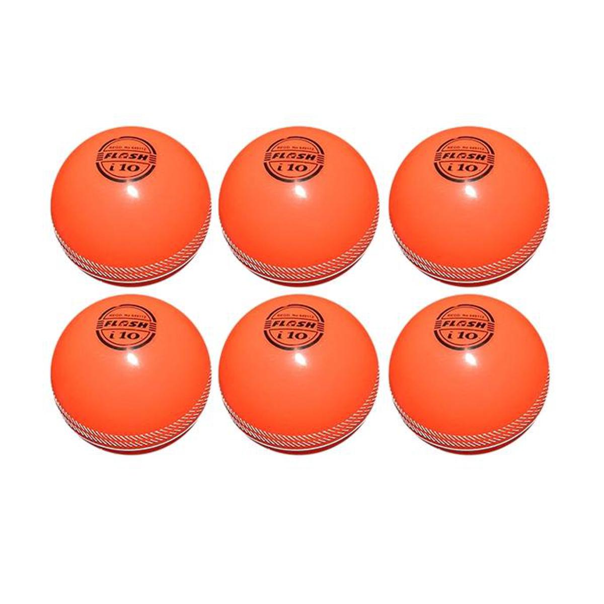 i-10 Flash Cricket Ball - 6Pcs - Red