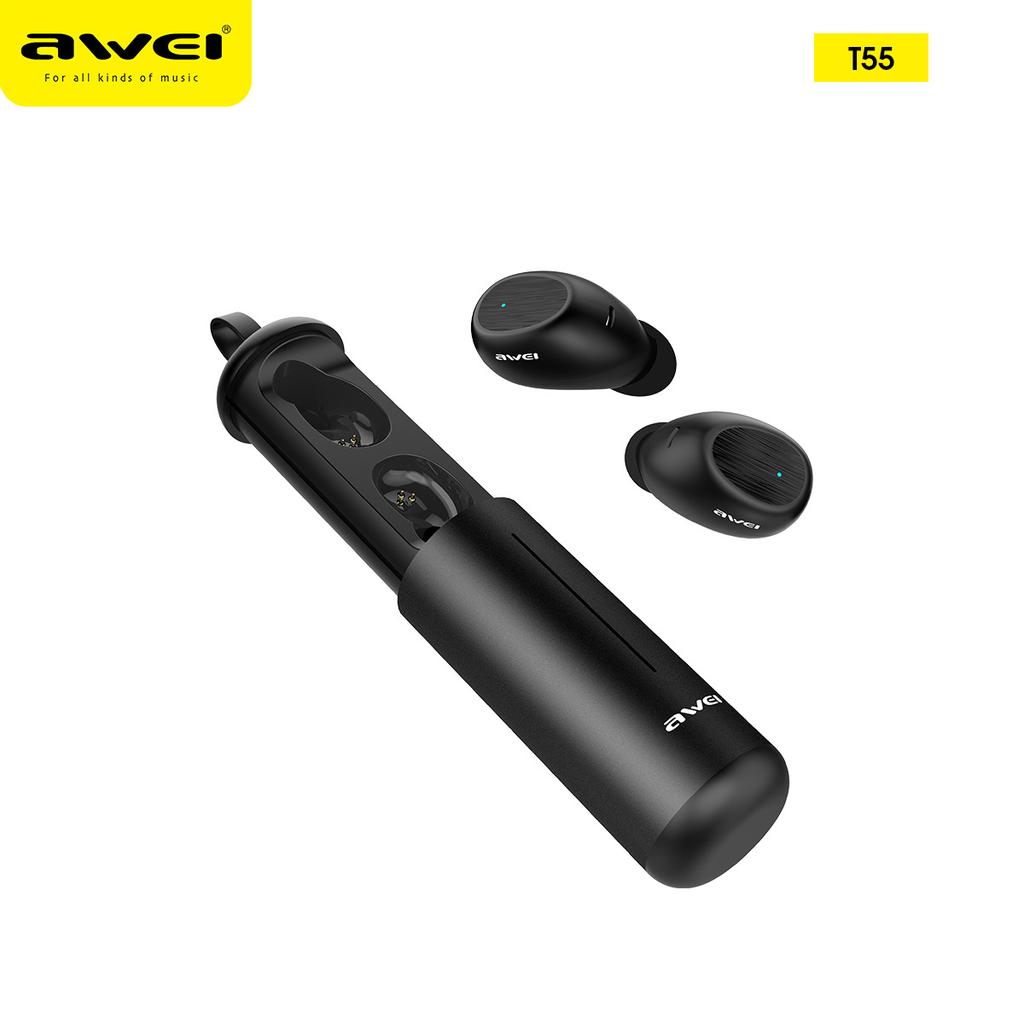 AWEI T55 TWS Wireless Bluetooth Earbuds In-ear Noise Canceling Gaming Headset With Mic. 