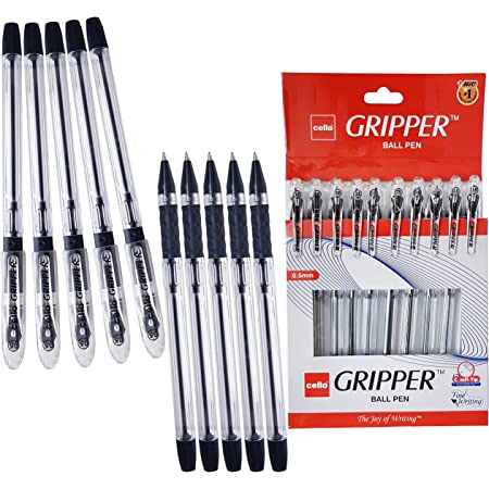 Cello Gripper Ball Pen -Black 10 Pens Pack. 