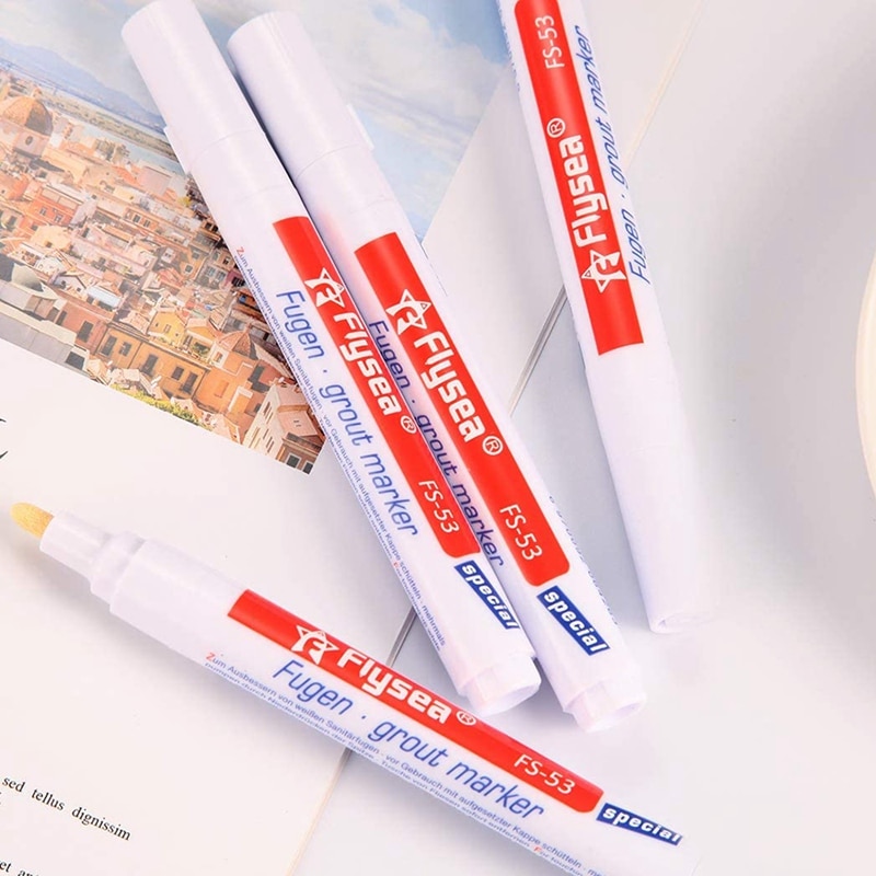8Pcs White Grout Pen Grout Reviver Pen Grout Restore Marker with 8Pcs Replacement Nib Tips for Tile Grout Wall Floor. 
