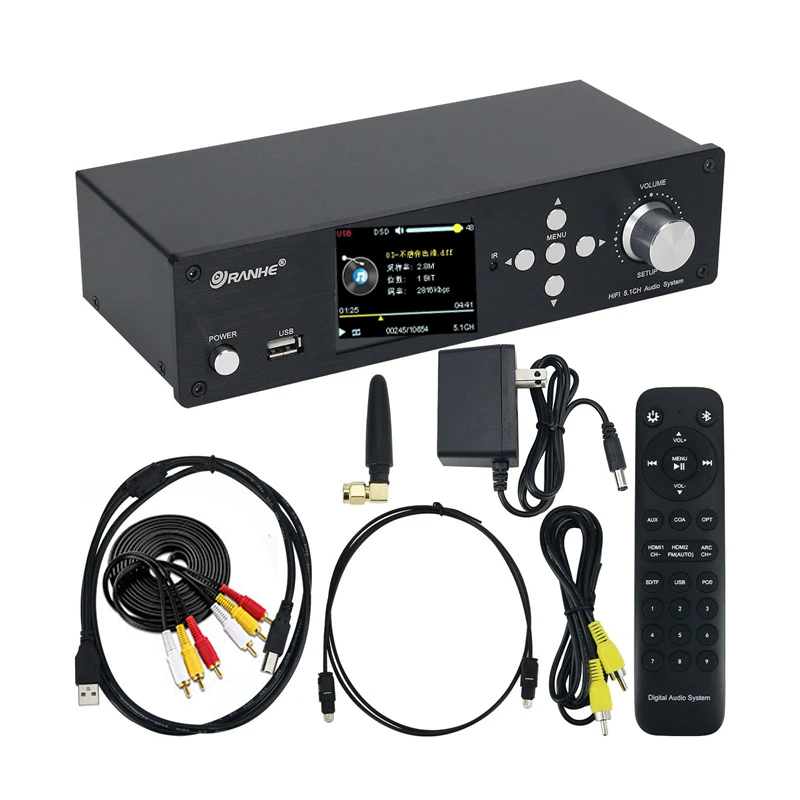 DTS Dolby Digital 5.1 Decoder Digital to Analog Audio Converter HDMI2.0 Switch SPDIF Coaxial Bluetooth5.0 ARC PC-USB Drive Input. 