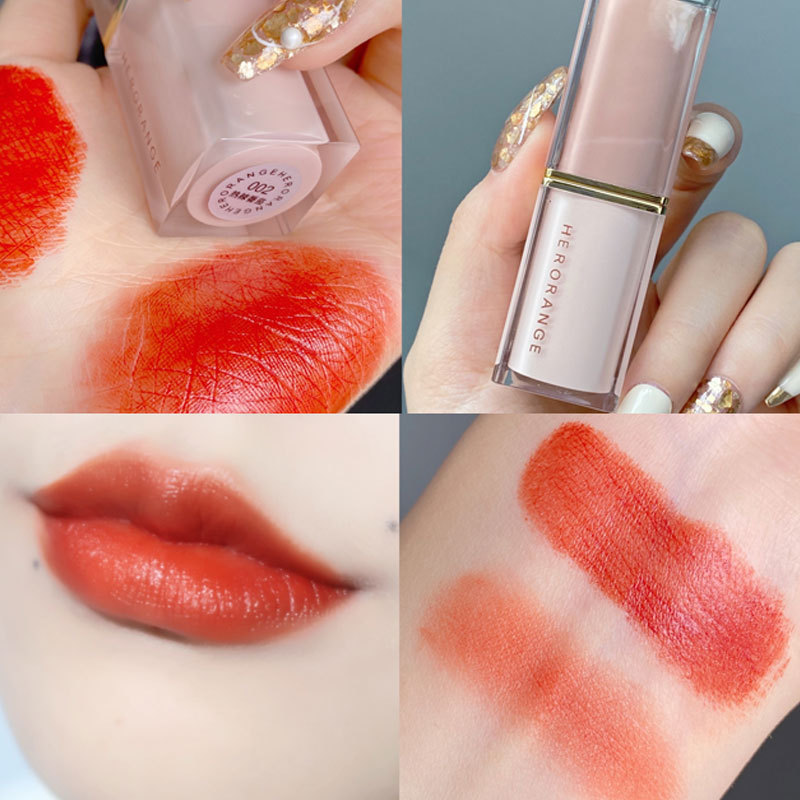 HERORANGE Crystal Square Tube Lipstick: Matte Velvet Matte Lipstick is waterproof and sweatproof, long-lasting, and does not fade lipstick