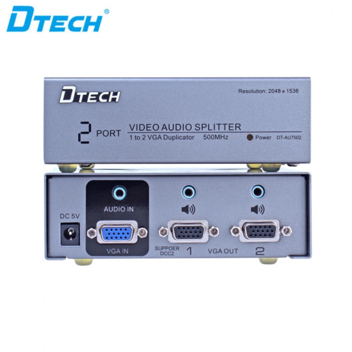 DTECH Powered 2 Port VGA Splitter Box SVGA Video Distribution 1 PC to 2 Monitor