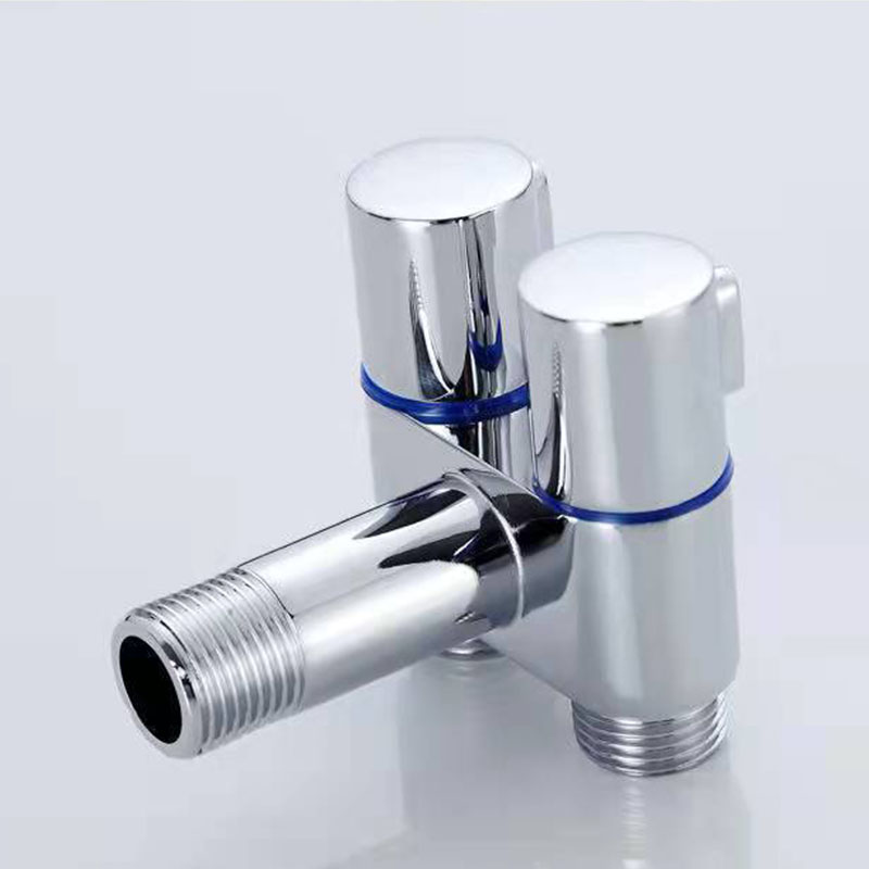 （New）1Pc G1/2 Zinc Alloy Three-way Filling angle Valve wall mount One Into Two Out water Cleaning prayer bathroom Acceorie. 