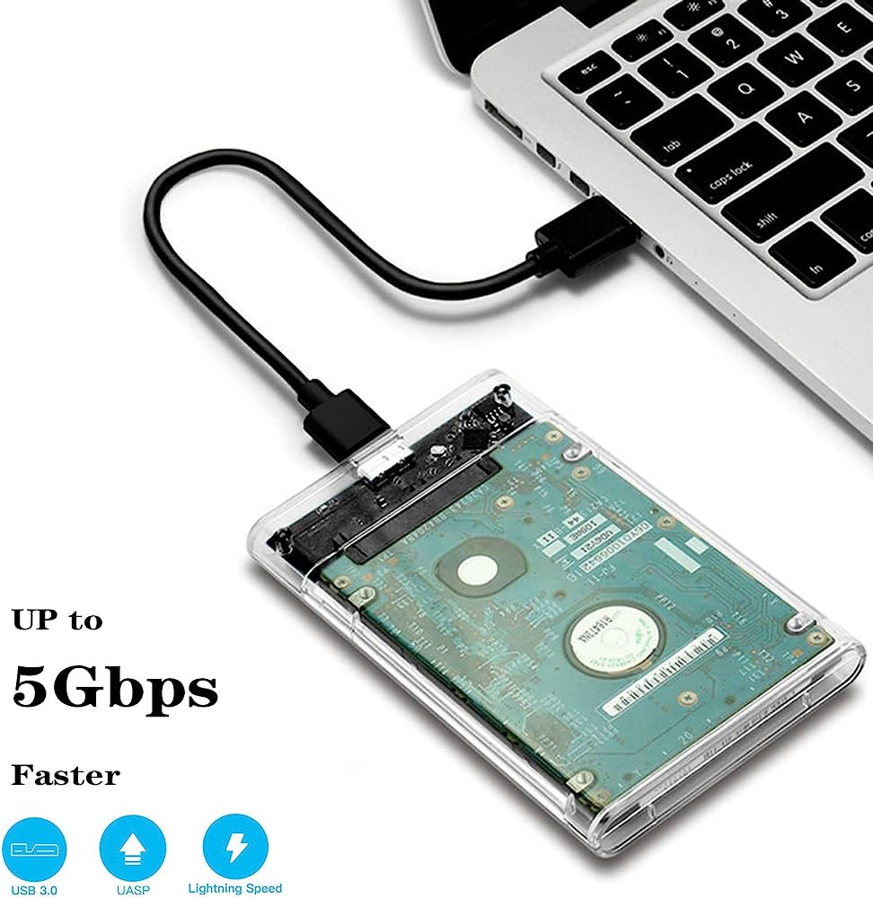 Transparent USB 3.0 2.5inch SATA HDD ,SSD External Enclosure Mobile Hard Disk Drive Box Case. 