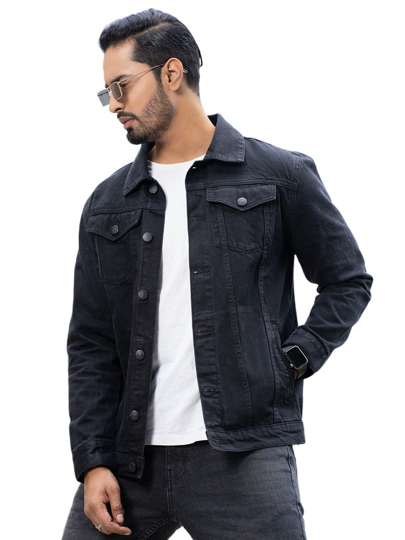 Stretch denim jacket for men stylish | Export quality denim jacket for men black | Jacket for men denim black - winter collection for men denim jacket. 