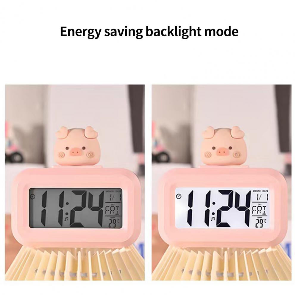 LED Digital Alarm Clock Cute Cartoon Shape Desk Clock Piggy Shape Alarm Clock for Students Bedroom Home Table Decoration. 