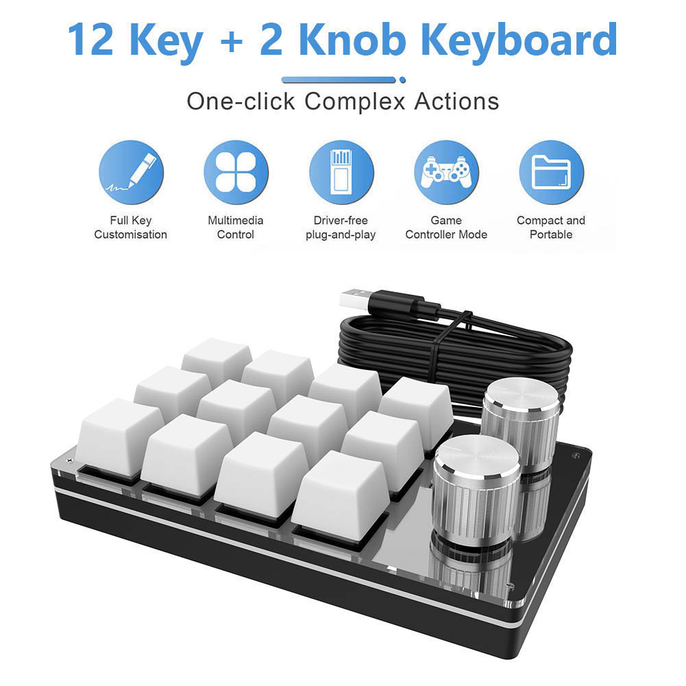 Macro Custom Gaming Keyboard Knob 3 / 4 / 6 / 9 /12 Keys Programmable Hotswap One-handed Mechanical Keypad for PS Drawing. 