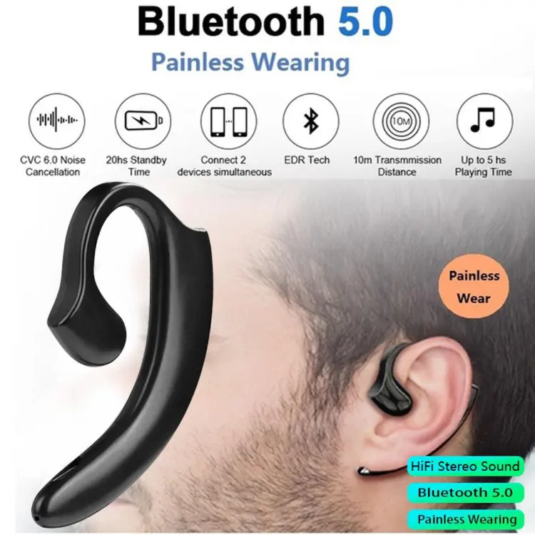 Homel Wieless Bluetooth Headsets Painless Ear hook Bluetooth 5.0