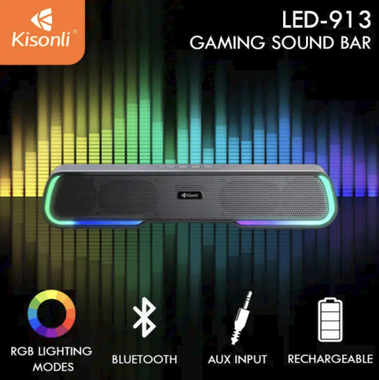 KISONLI LED-913 RGB Bluetooth Wireless Speaker Portable With Super Bass.. 