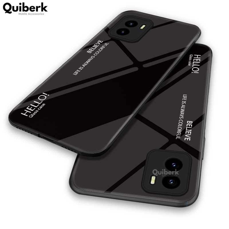 Quiberk for Vivo Y01/Y15s Tempered Glass Hard Case Gradient Color