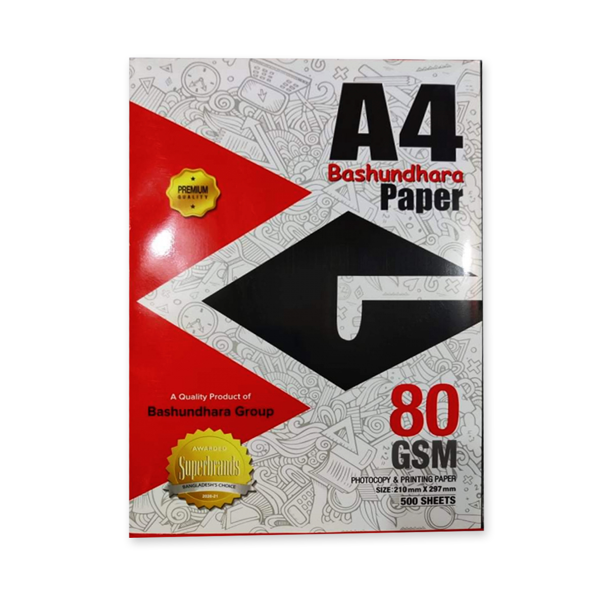 Bashundhara Offset Paper, A4, 80 GSM (Pack of 500 Sheets)
